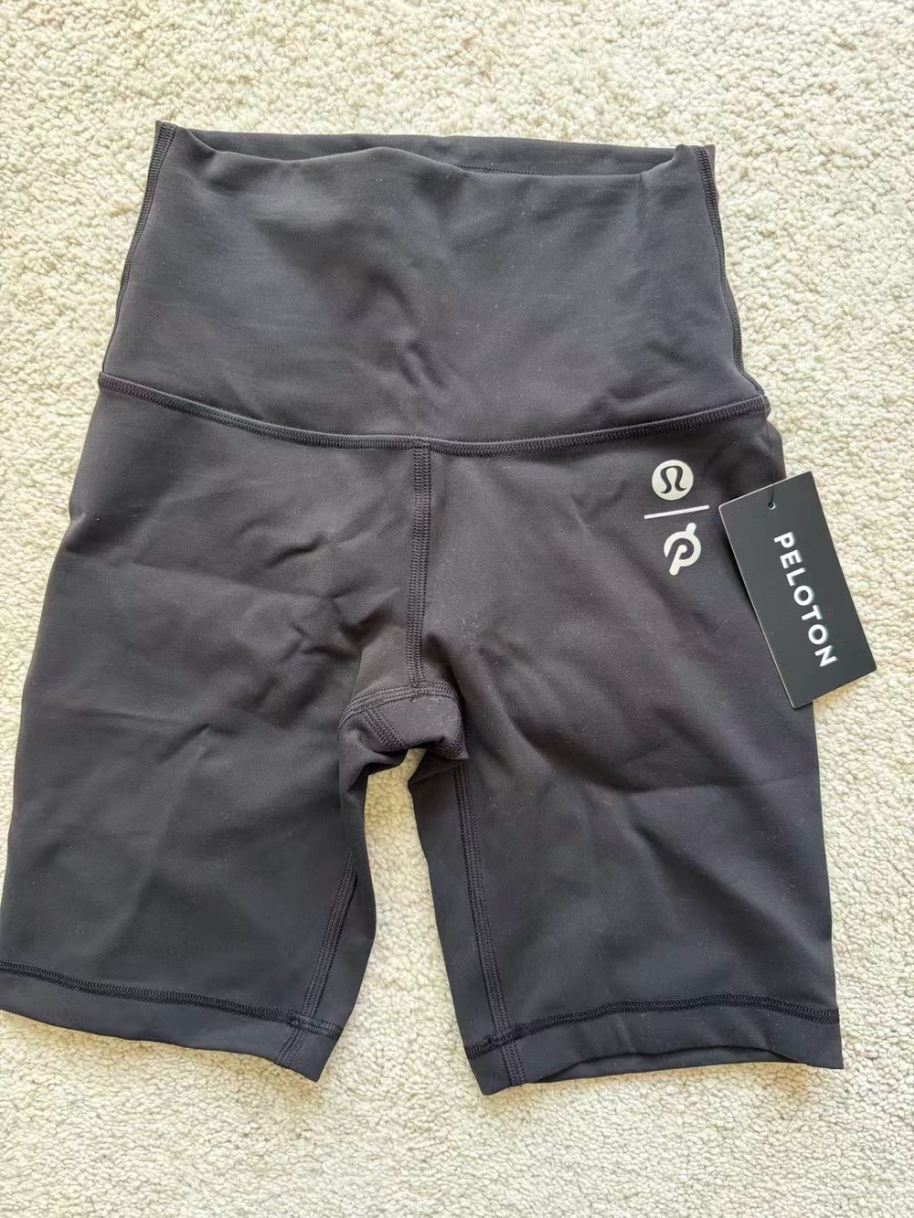 lululemon athletica Black Athletic Bike Shorts with Peloton Logo